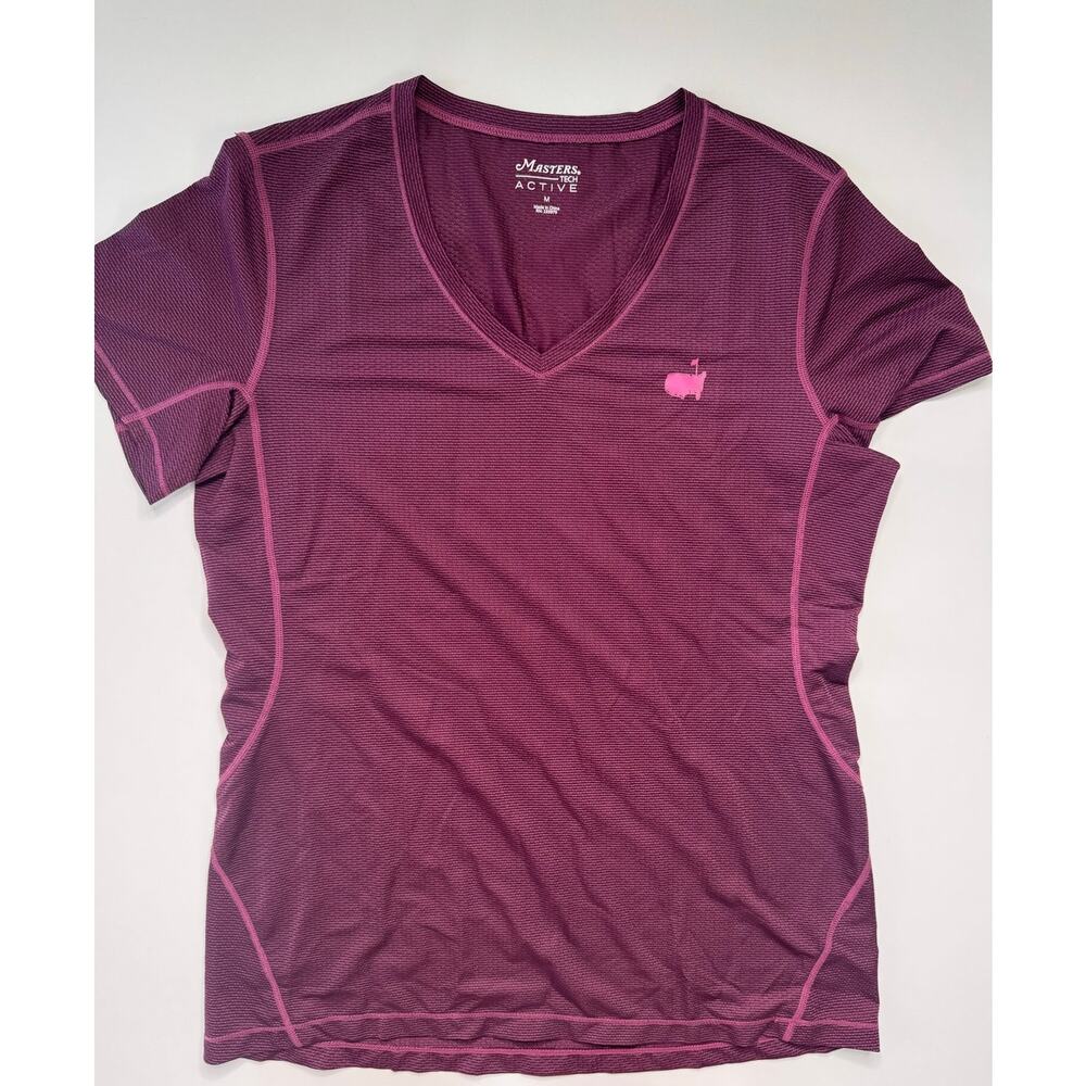 Women's Masters Tech Active v-neck tee - medium purple/burgundy